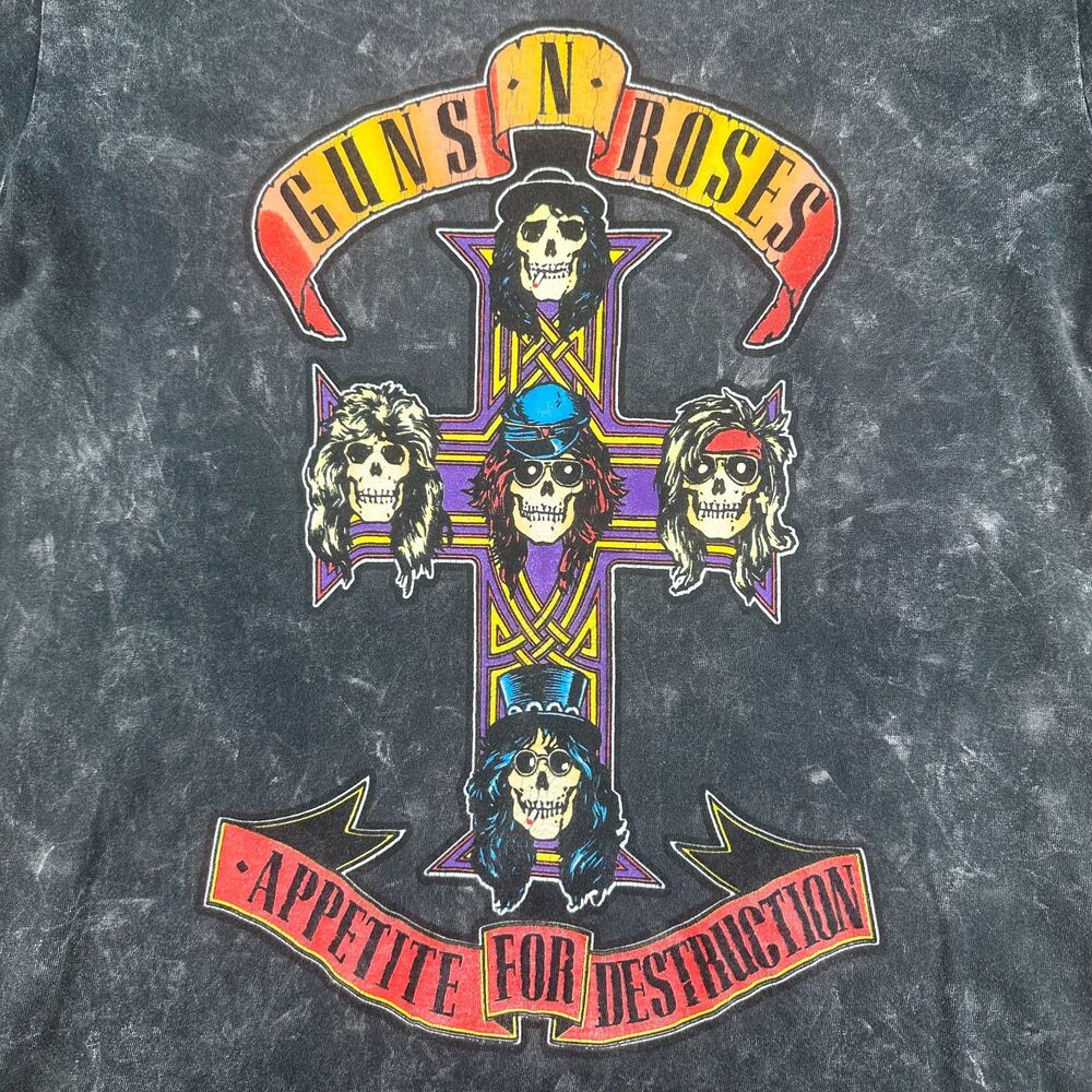 Guns N' Roses Small Appetite for Destruction Vintage Washed Gray T-Shirt Tee Top
